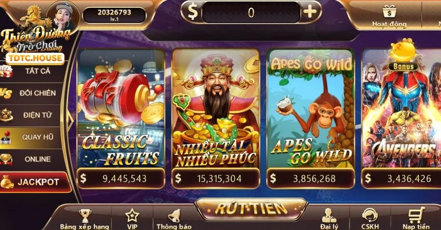 Hình ảnh máy đánh bạc slot game với biểu tượng jackpot lớn và game bắn cá sôi động, thể hiện sự hấp dẫn của trò chơi nổ hũ và bắn cá tại VB9.